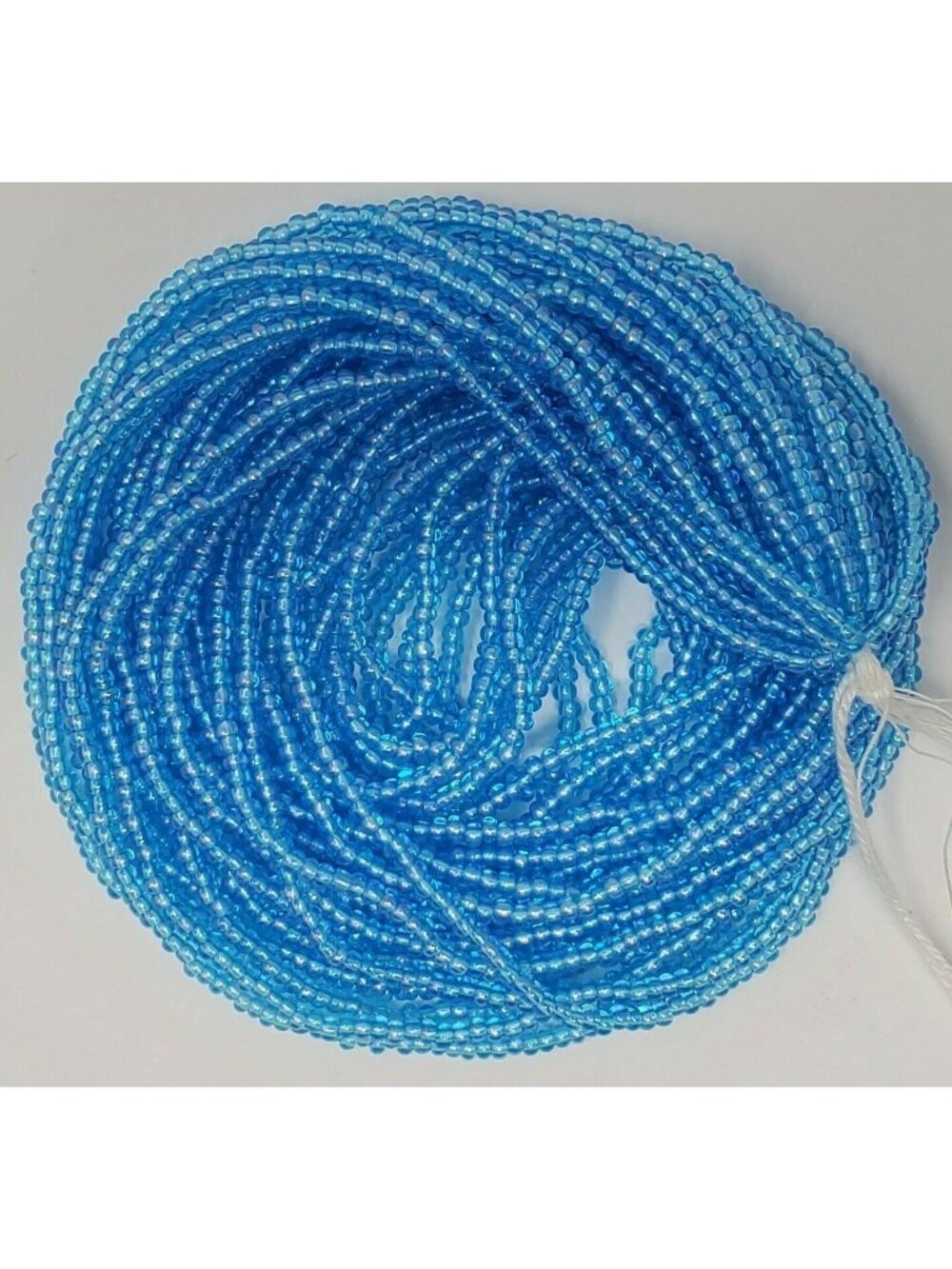 Czech Glass Seed Bead 11/0 Iridescent Light Blue Hank of 12 Strands VTG